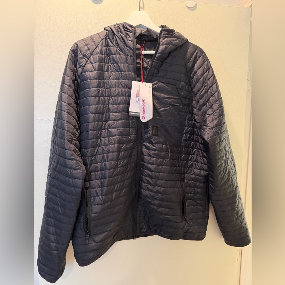 Topo Designs Global Puffer Hoodie Jacket Primaloft Packable Size Large - Black